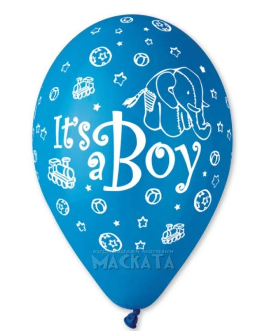 Балони за бебе с щампа -  It`s a boy 5бр